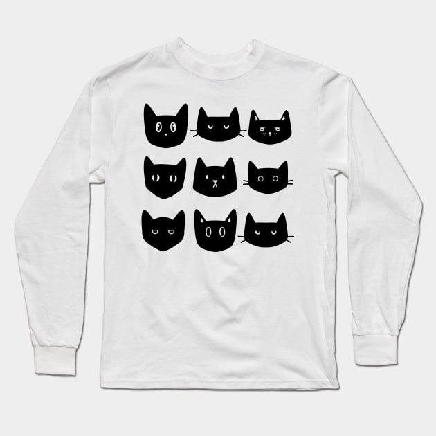 Black cat Long Sleeve T-Shirt by SusanaDesigns